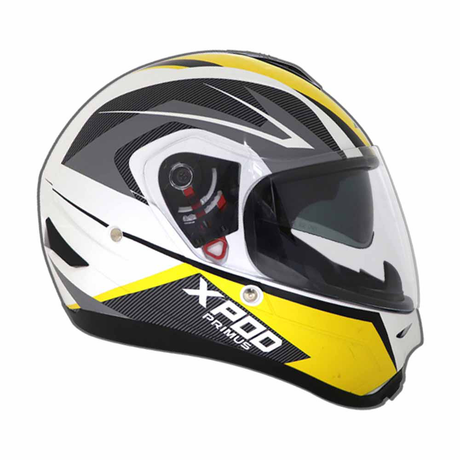 TVS XPOD Primus Helmet for Men - Dual Visor, ISI & DOT Certified, Premium Safety in Yellow