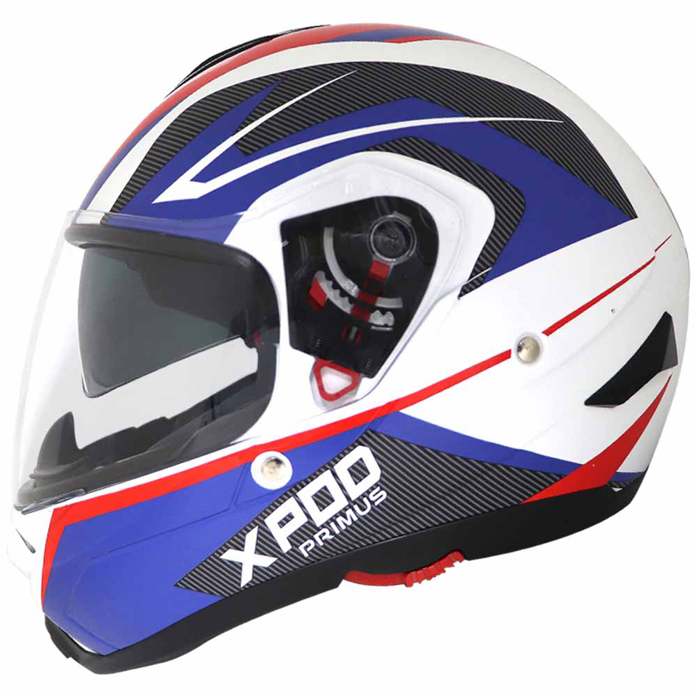 TVS XPOD Primus Helmet for Men - Dual Visor, ISI & DOT Certified, Premium Safety in Blue