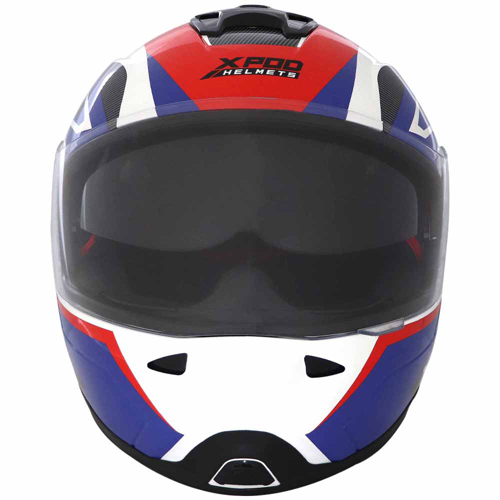 TVS XPOD Primus Helmet for Men - Dual Visor, ISI & DOT Certified, Premium Safety in Blue