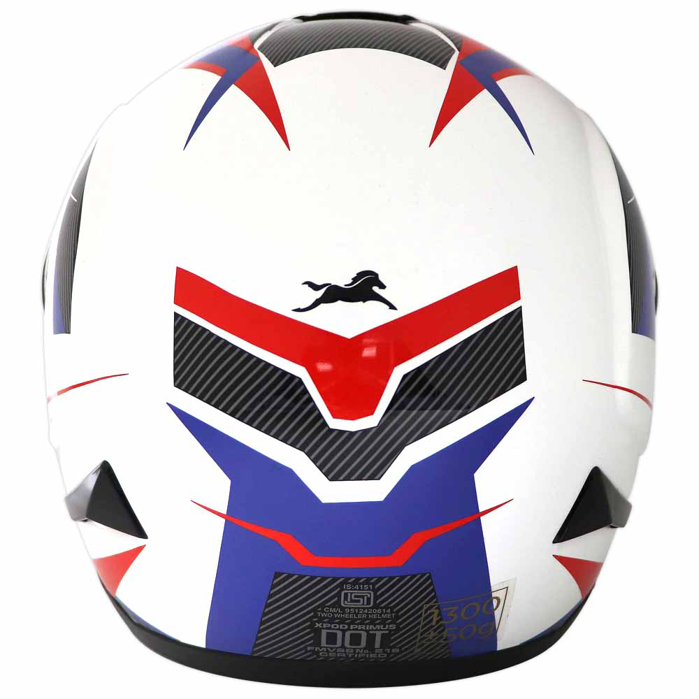 TVS XPOD Primus Helmet for Men - Dual Visor, ISI & DOT Certified, Premium Safety in Blue
