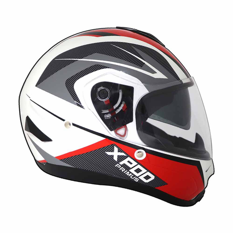 TVS XPOD Primus Dual Visor Helmet - White Red | Premium Protection & Comfort