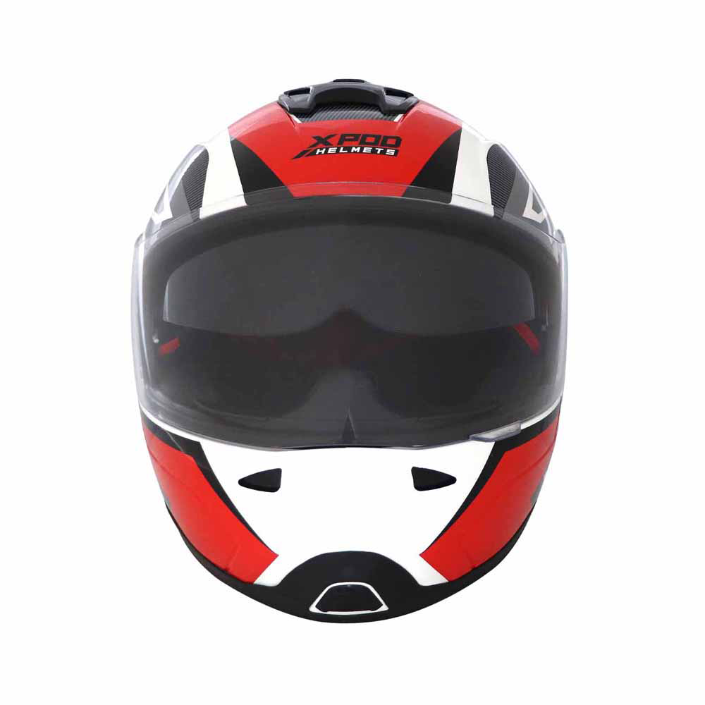 TVS XPOD Primus Dual Visor Helmet - White Red | Premium Protection & Comfort