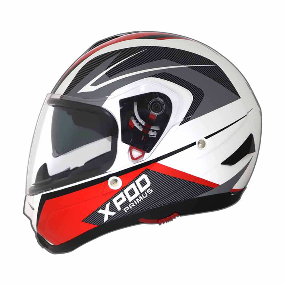 TVS XPOD Primus Dual Visor Helmet - White Red | Premium Protection & Comfort