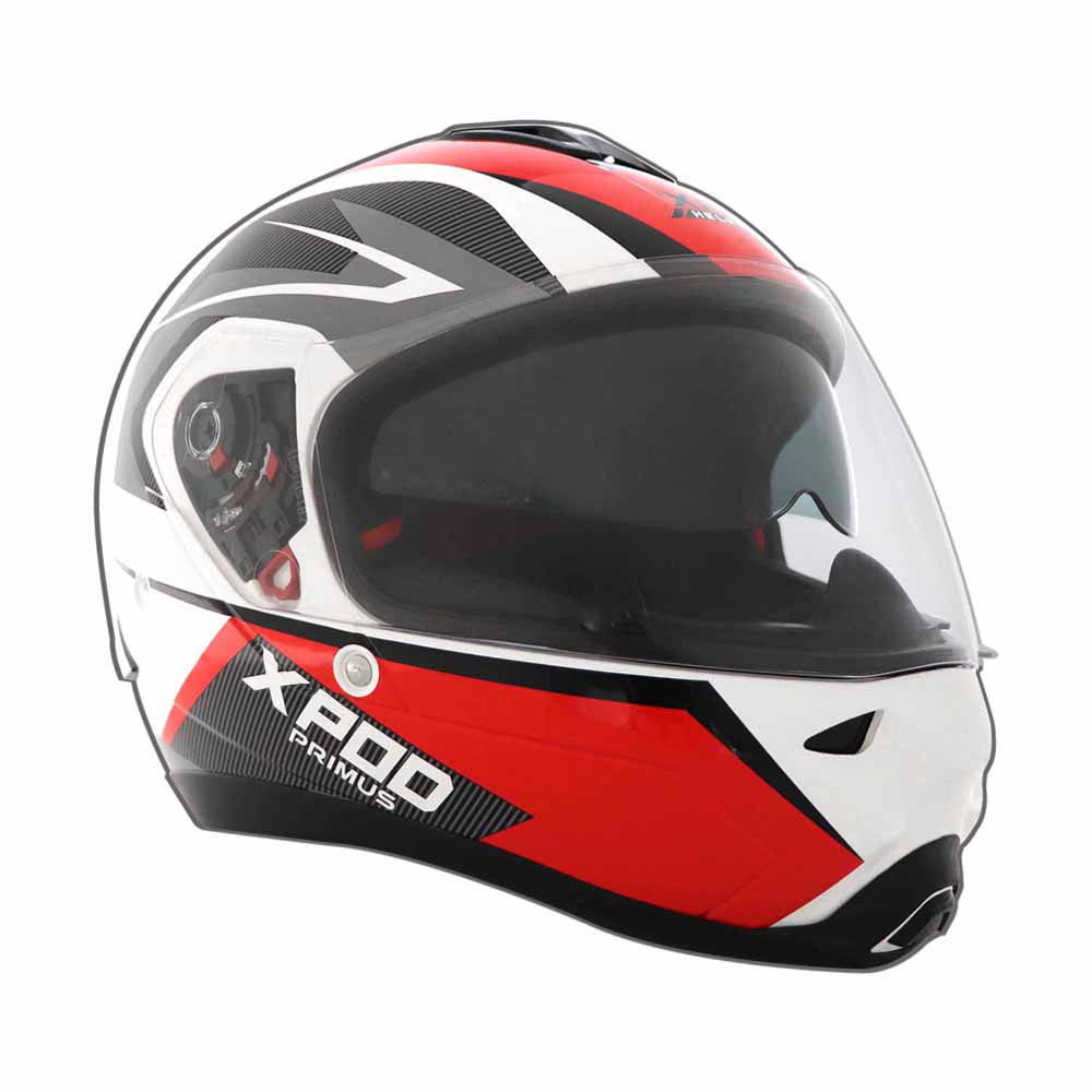 TVS XPOD Primus Dual Visor Helmet - White Red | Premium Protection & Comfort