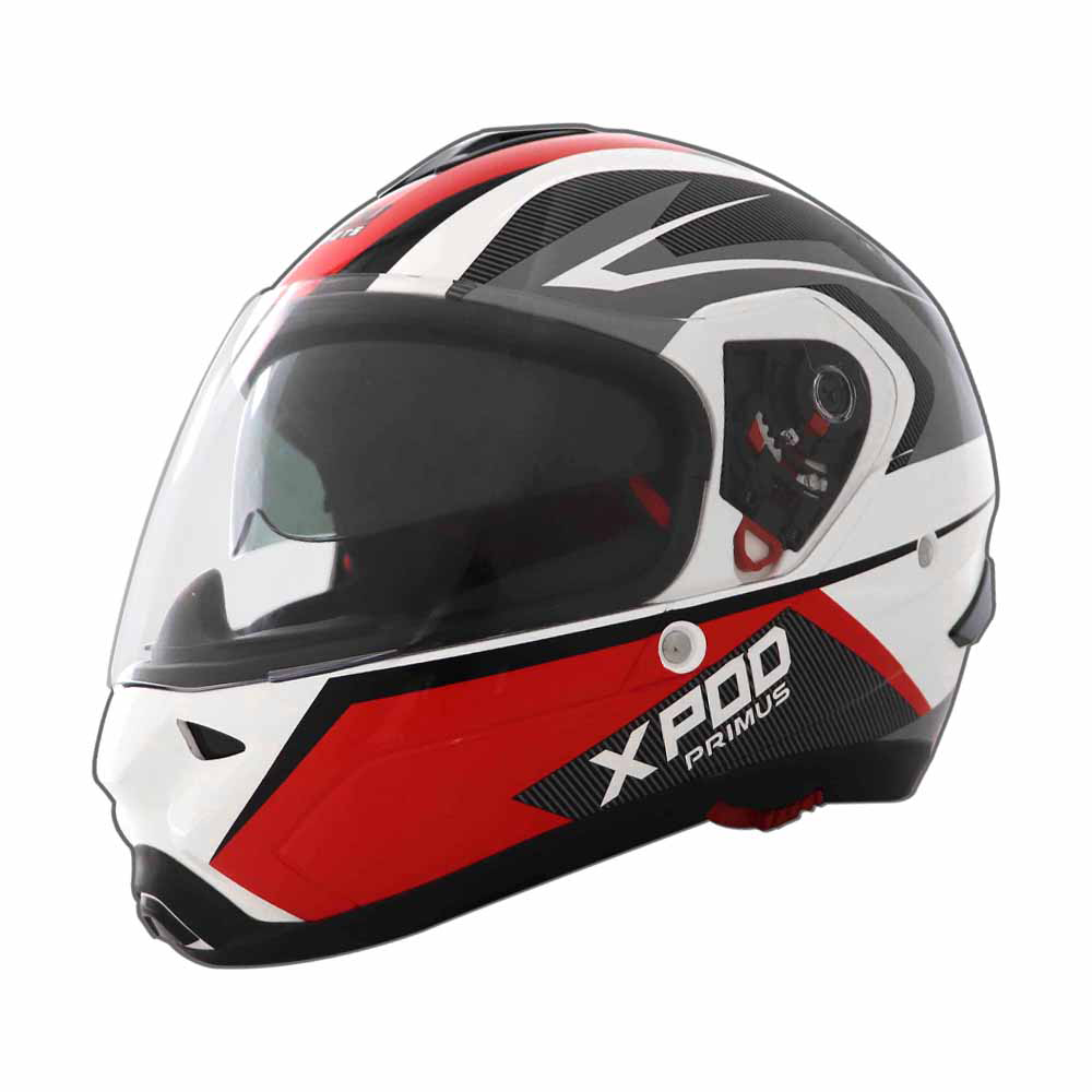 TVS XPOD Primus Dual Visor Helmet - White Red | Premium Protection & Comfort