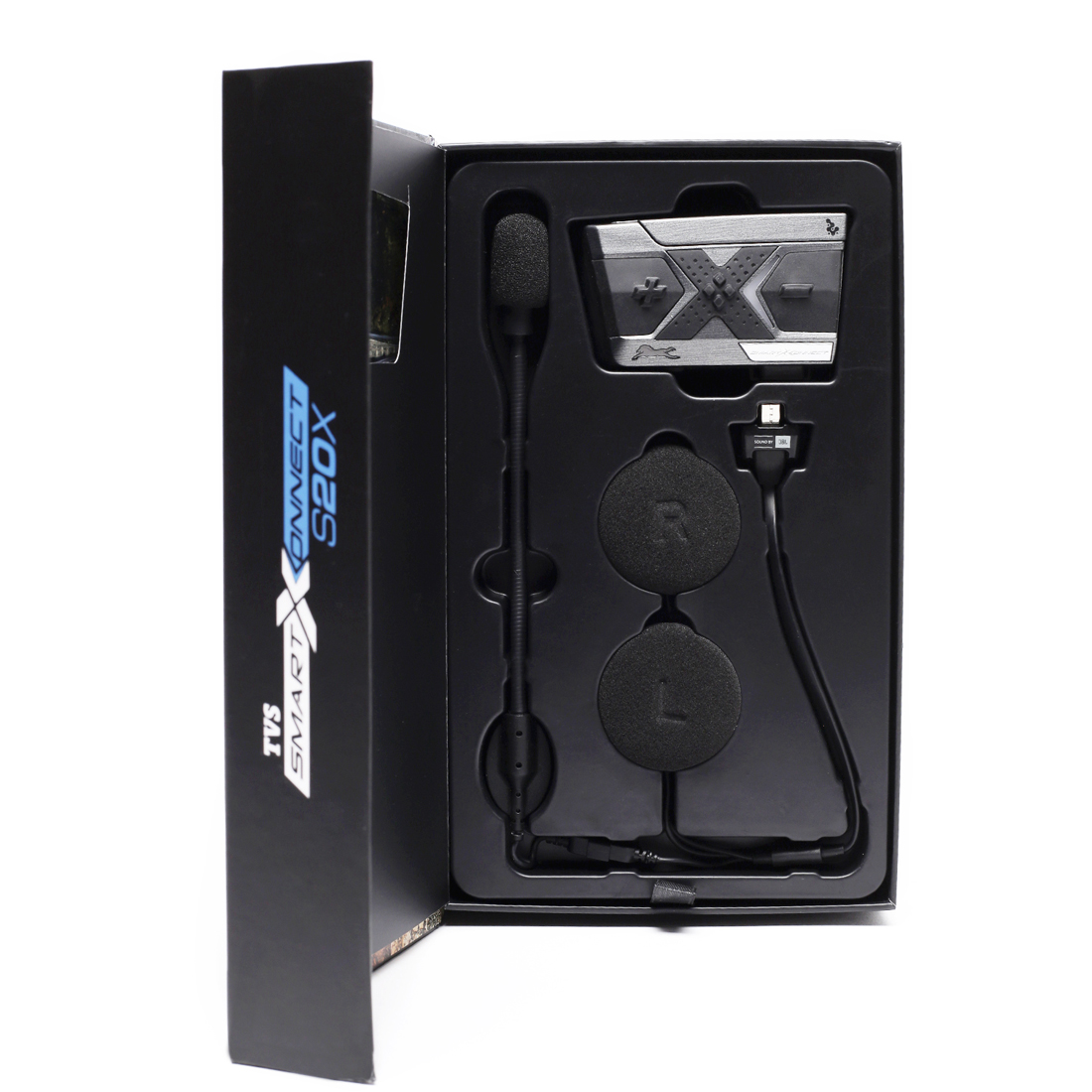 TVS Racing SmartXonnect S20X | Premium Helmet Bluetooth Device with Intercom, JBL HD Sound, & 1.2 Km Range