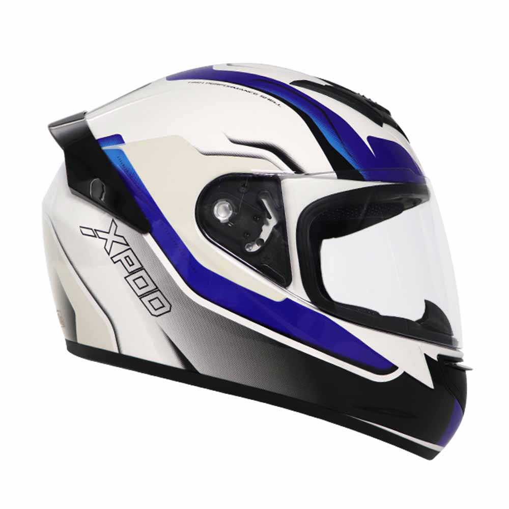 TVS XPOD Aerodynamic Helmet - ISI & DOT Certified Helmet for Men in Speedy White & Blue with Ultrawide Visor