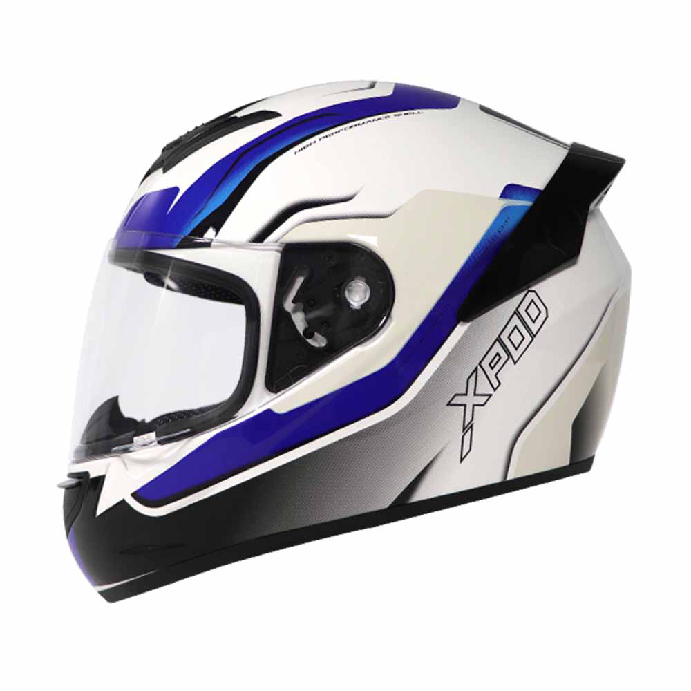 TVS XPOD Aerodynamic Helmet - ISI & DOT Certified Helmet for Men in Speedy White & Blue with Ultrawide Visor