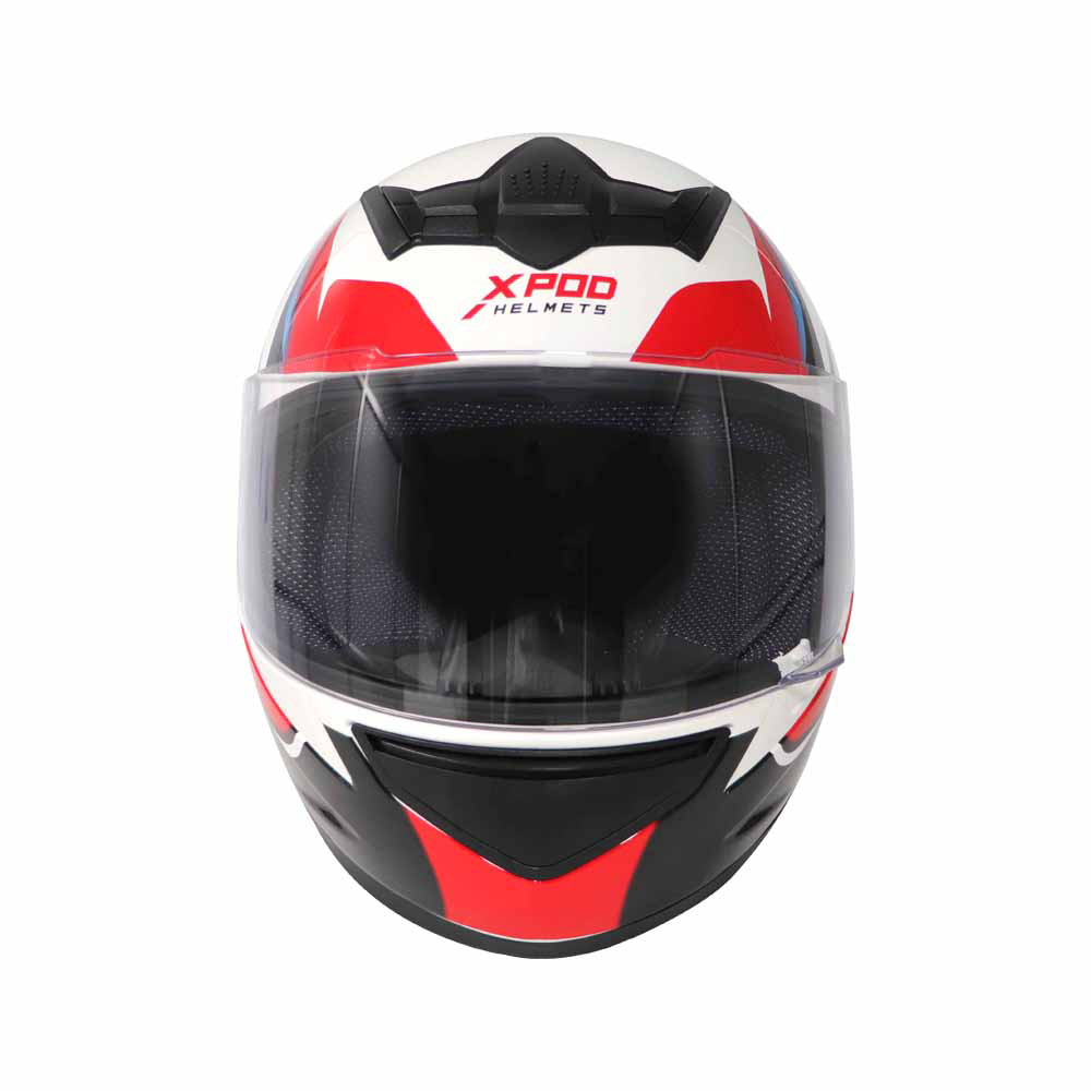 TVS XPOD Aerodynamic Helmet - ISI & DOT Certified Helmet for Men in Speedy White & Red with Ultrawide Visor