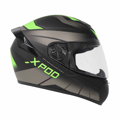 TVS XPOD Dual Tone Helmet - Neon-Grey | Premium Safety & Style