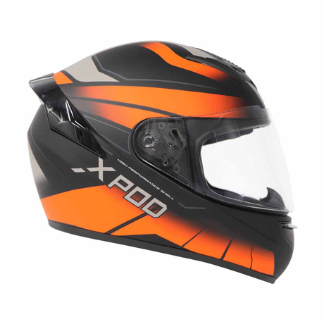 TVS XPOD Dual Tone Helmet - Orange & Grey | Premium Protection & Comfort
