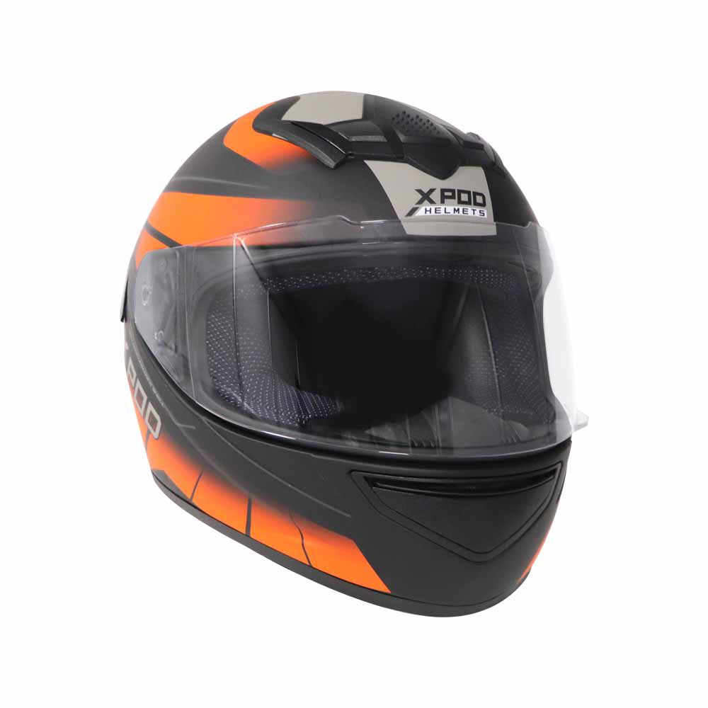 TVS XPOD Dual Tone Helmet - Orange & Grey | Premium Protection & Comfort