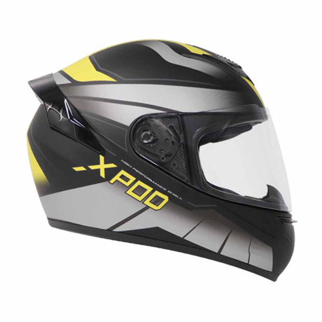 TVS XPOD Dual Tone Helmet - Yellow & Grey | Advanced Protection & Comfort