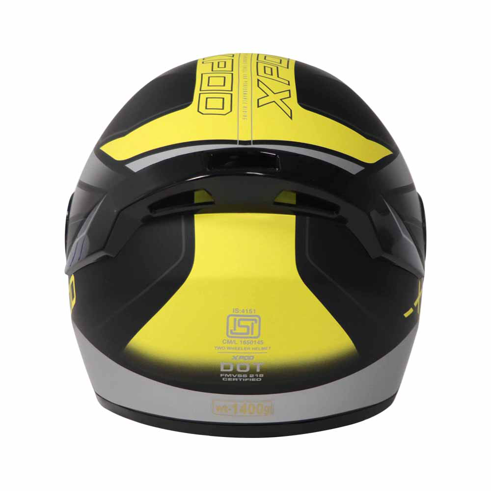 TVS XPOD Dual Tone Helmet - Yellow & Grey | Advanced Protection & Comfort