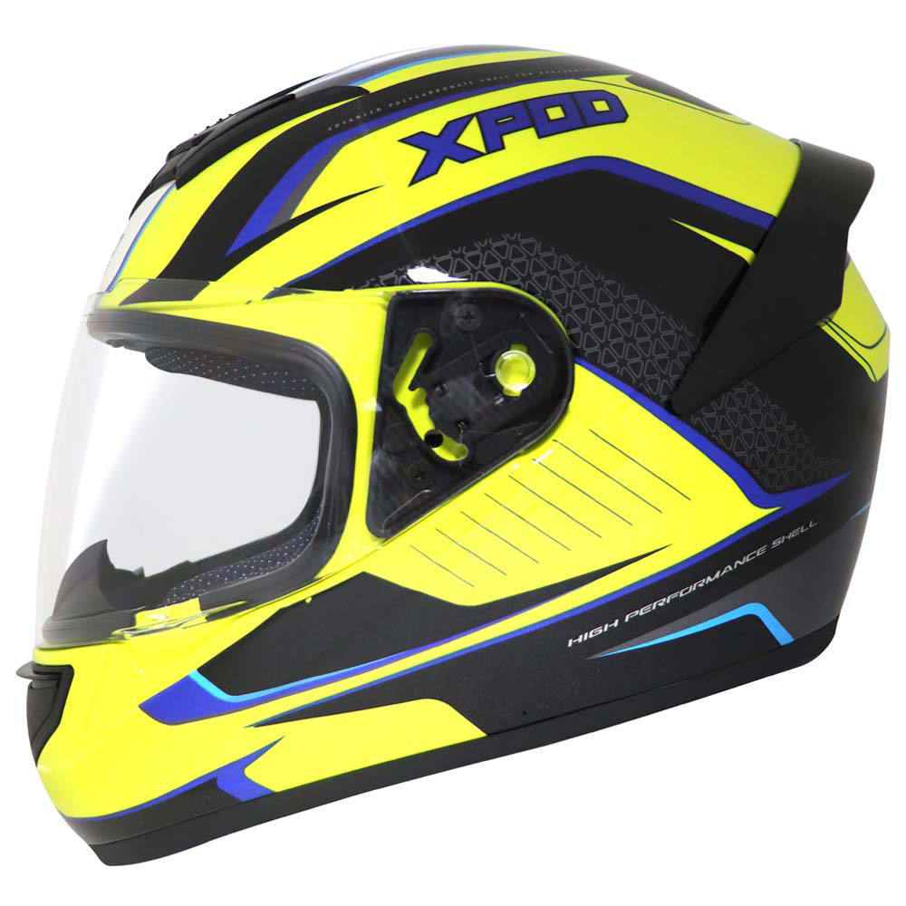 TVS XPOD Aerodynamic Helmet for Men – ISI & DOT Certified, Ultrawide Visor, Dynamic Dual Neon Design