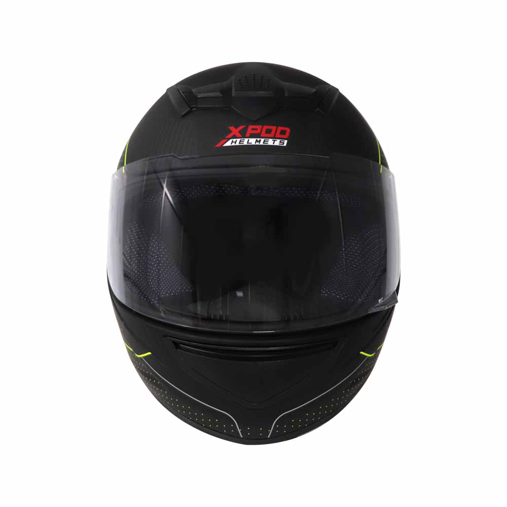 TVS XPOD Aerodynamic Helmet - ISI & DOT Certified Helmet for Men in Blistering Black & Neon with Ultrawide Visor