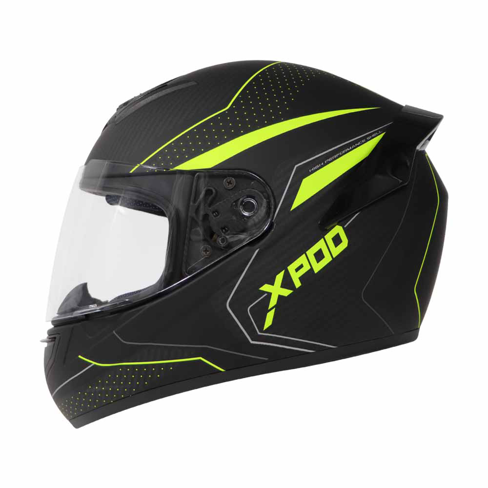 TVS XPOD Aerodynamic Helmet - ISI & DOT Certified Helmet for Men in Blistering Black & Neon with Ultrawide Visor