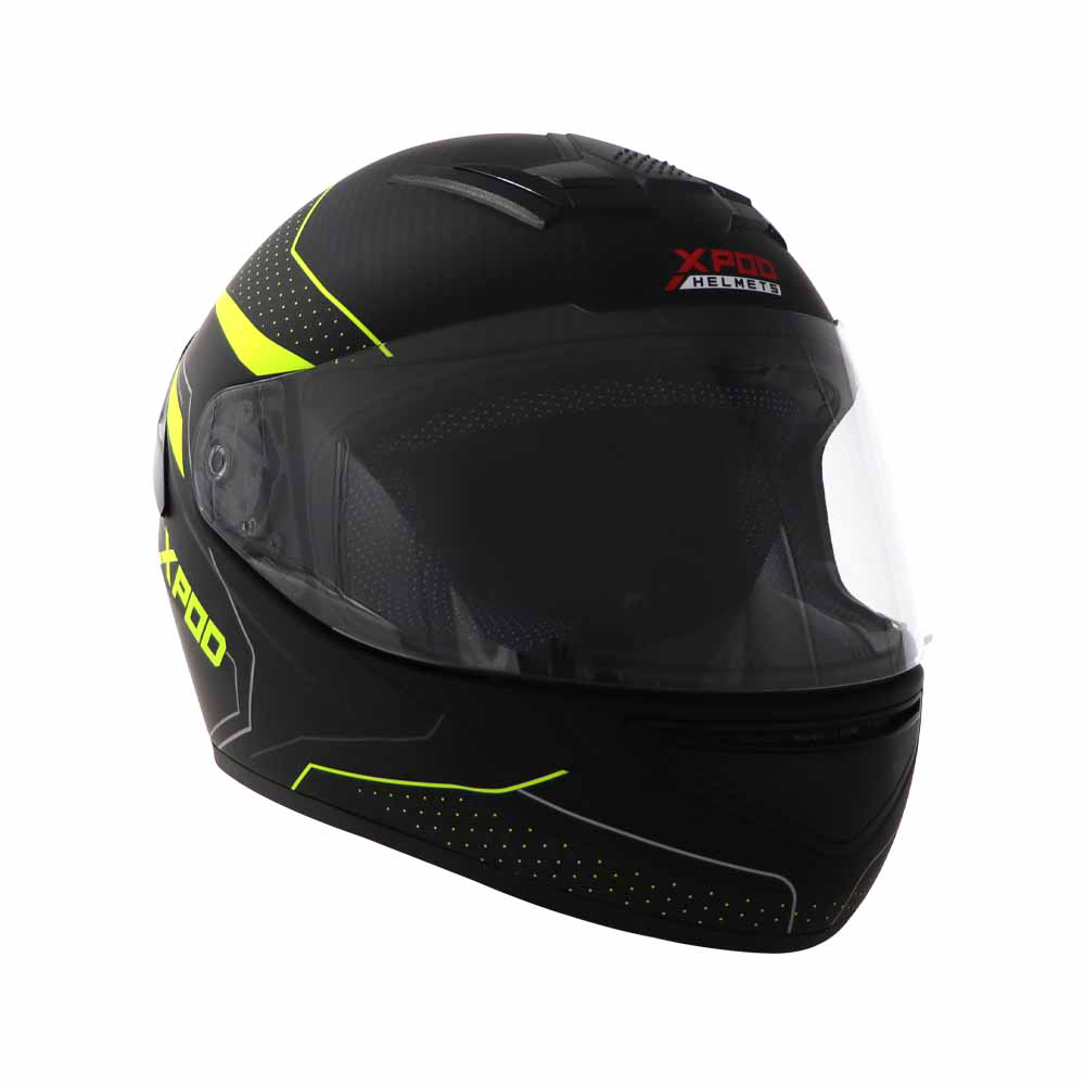 TVS XPOD Aerodynamic Helmet - ISI & DOT Certified Helmet for Men in Blistering Black & Neon with Ultrawide Visor