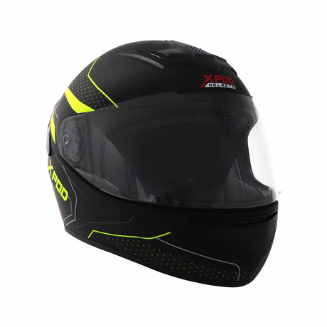 TVS XPOD Aerodynamic Helmet - ISI & DOT Certified Helmet for Men in Blistering Black & Neon with Ultrawide Visor