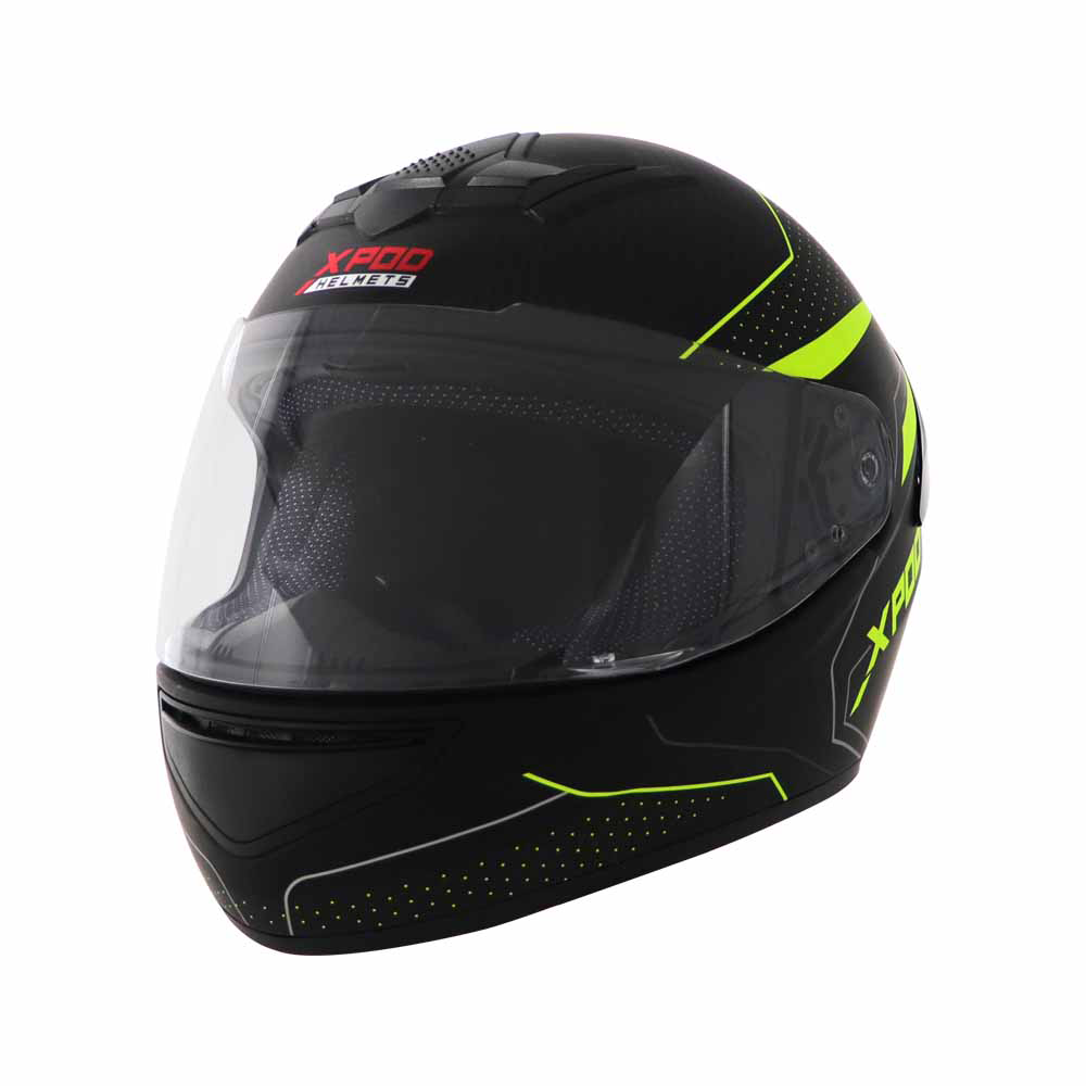 TVS XPOD Aerodynamic Helmet - ISI & DOT Certified Helmet for Men in Blistering Black & Neon with Ultrawide Visor