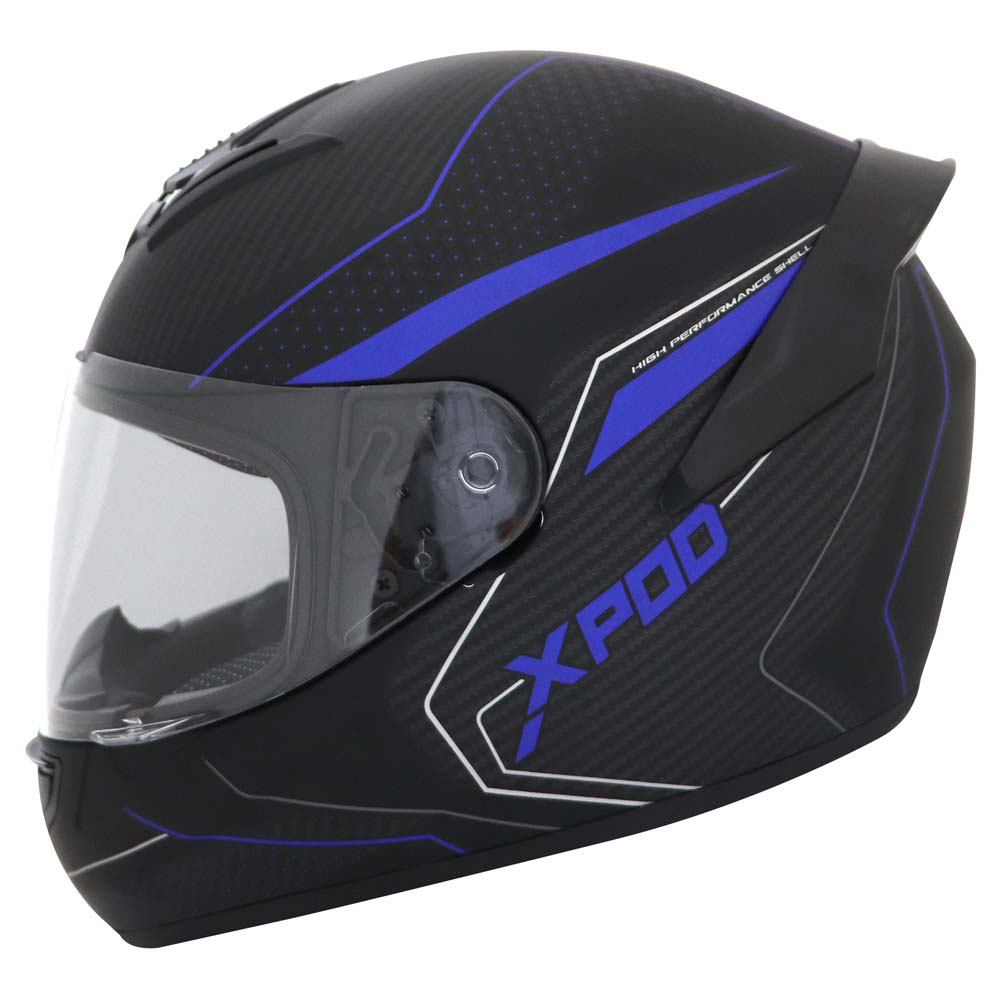 TVS XPOD Aerodynamic Helmet for Men - ISI & DOT Certified | Blistering Black & Blue