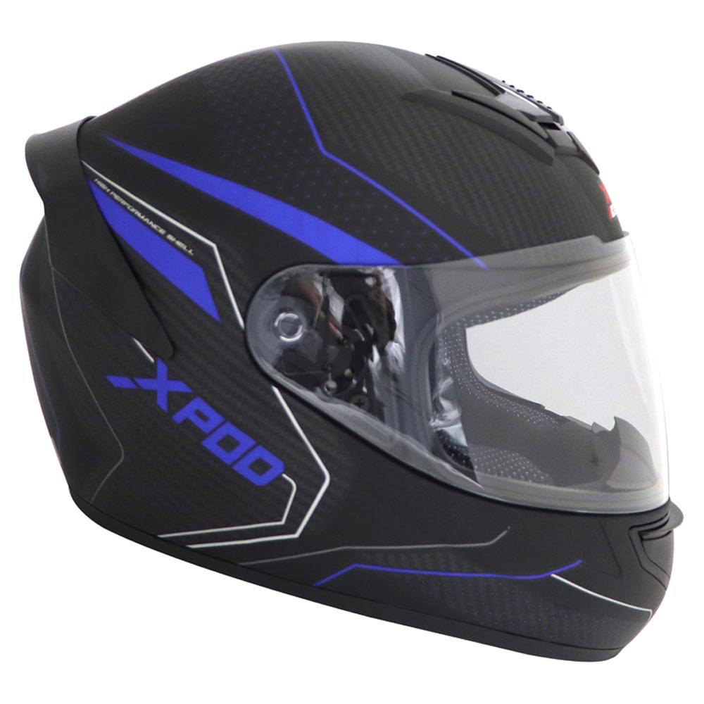 TVS XPOD Aerodynamic Helmet for Men - ISI & DOT Certified | Blistering Black & Blue