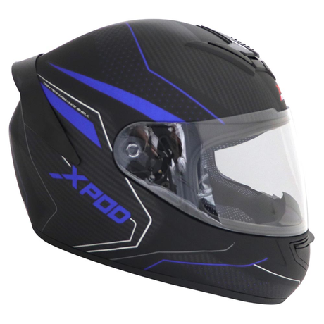 TVS XPOD Aerodynamic Helmet for Men - ISI & DOT Certified | Blistering Black & Blue