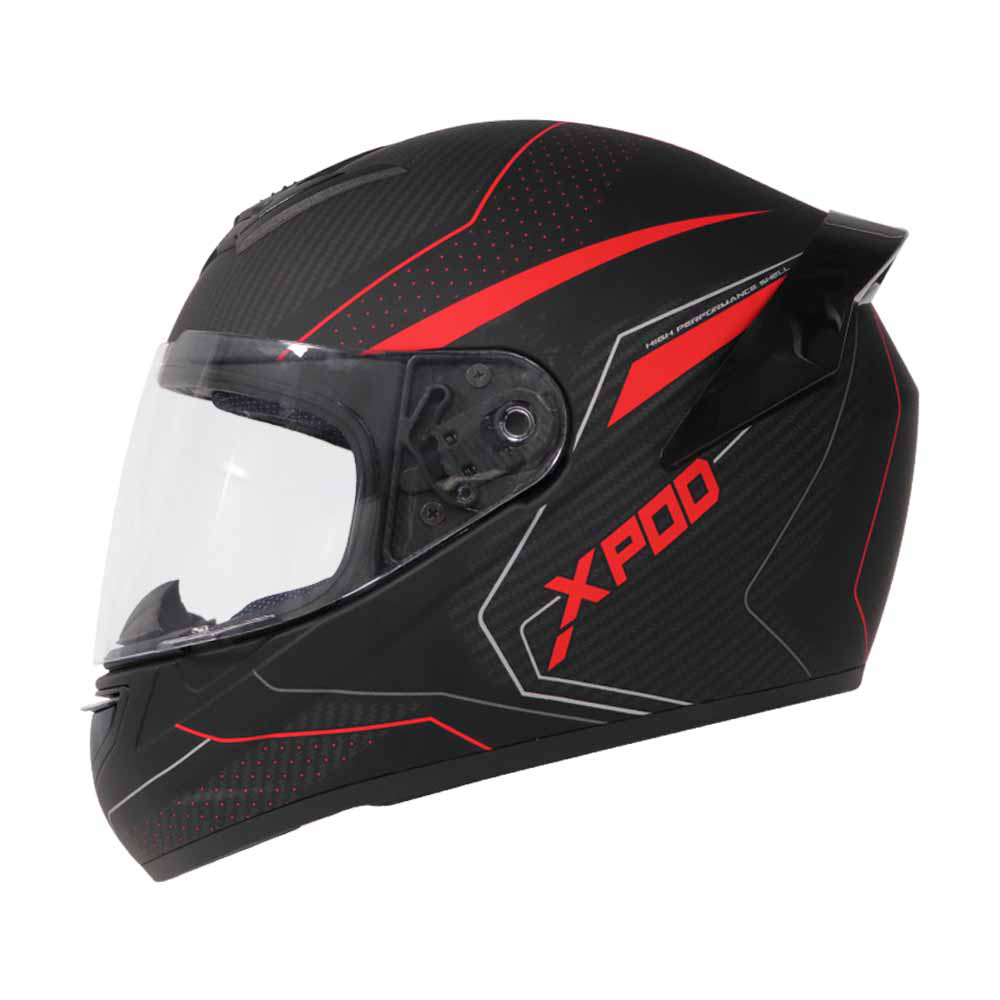 TVS XPOD Aerodynamic Helmet for Men – ISI & DOT Certified, Ultrawide Visor, Blistering Black & Red