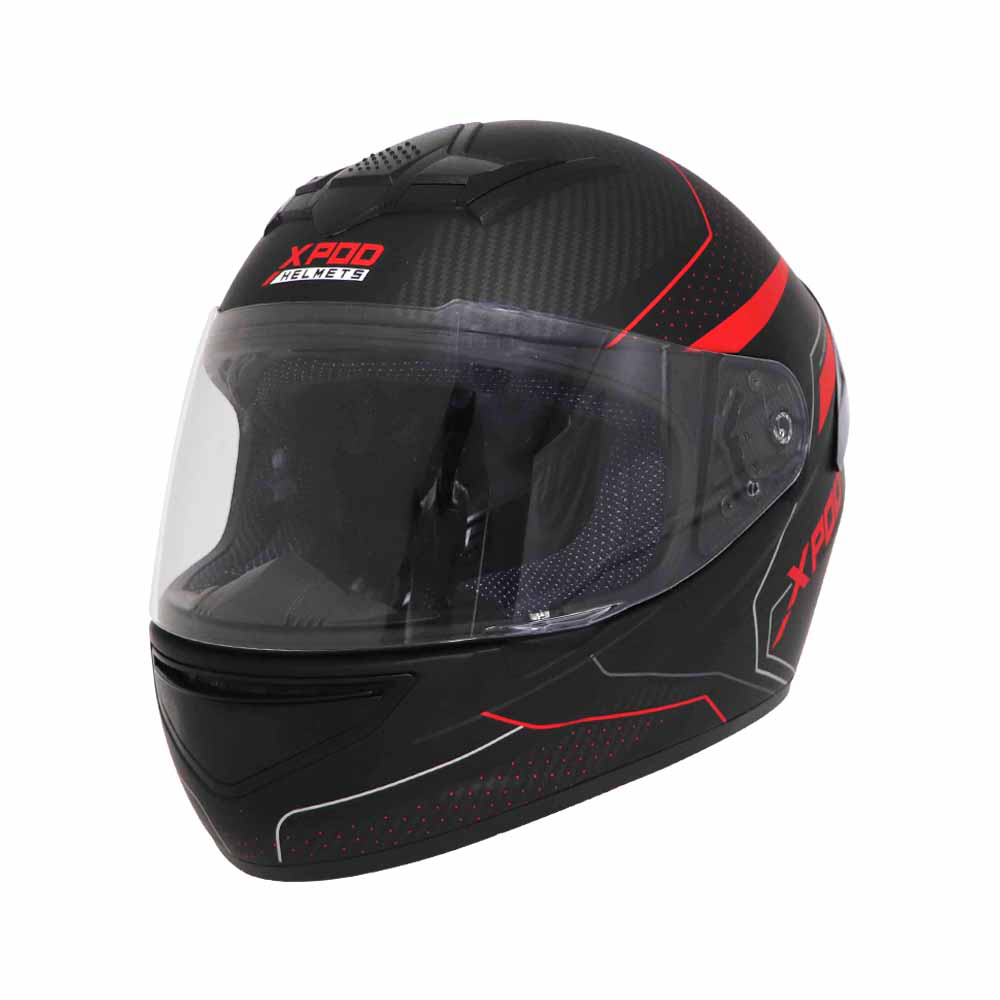 TVS XPOD Aerodynamic Helmet for Men – ISI & DOT Certified, Ultrawide Visor, Blistering Black & Red