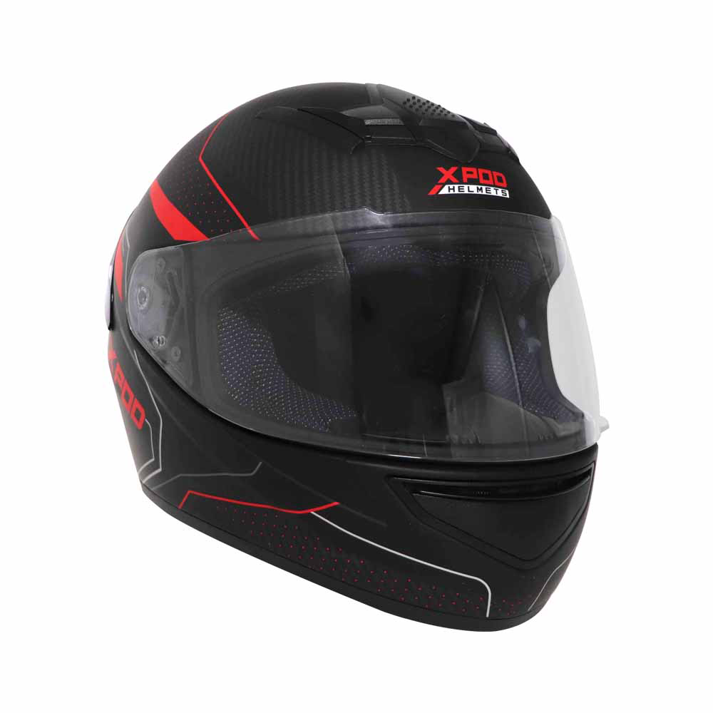 TVS XPOD Aerodynamic Helmet for Men – ISI & DOT Certified, Ultrawide Visor, Blistering Black & Red