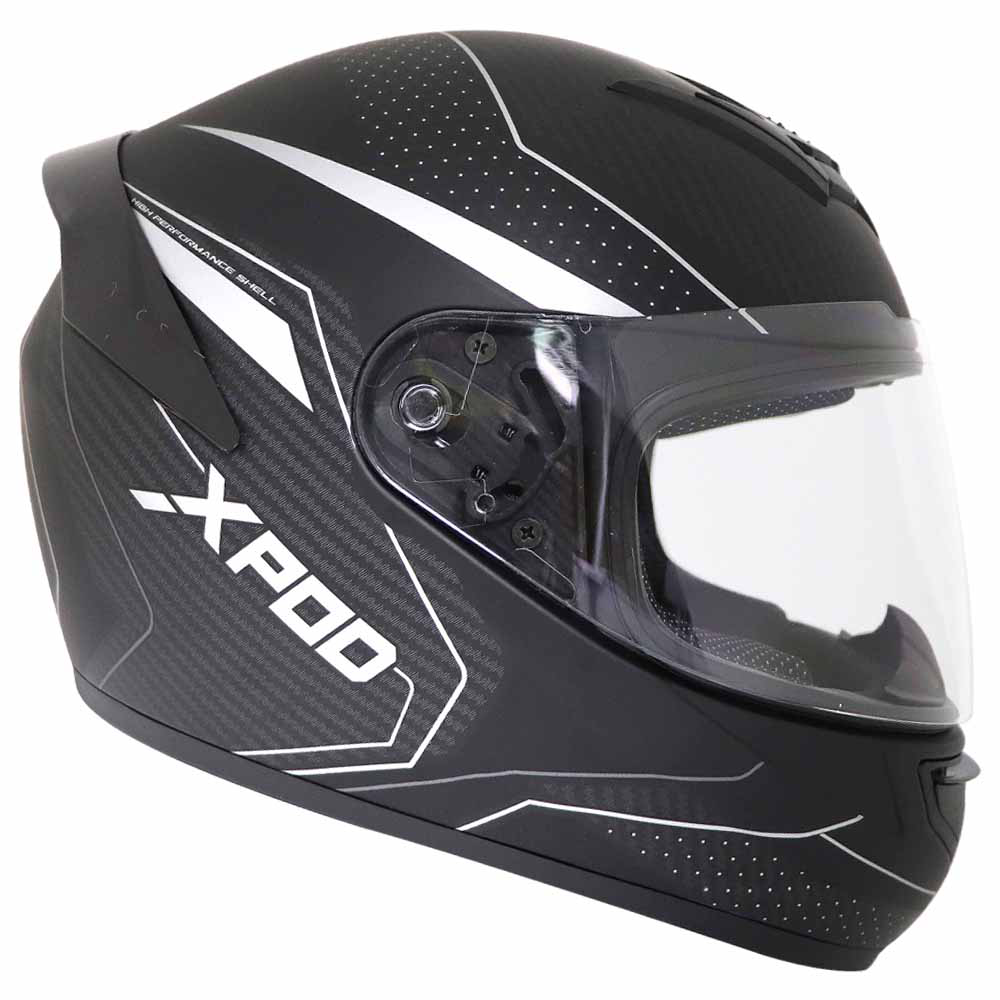 TVS XPOD Aerodynamic Helmet - ISI & DOT Certified Helmet for Men in Blistering Black & Sliver with Ultrawide Visor