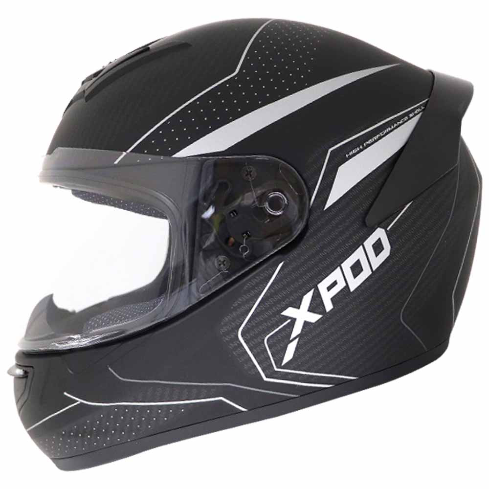 TVS XPOD Aerodynamic Helmet - ISI & DOT Certified Helmet for Men in Blistering Black & Sliver with Ultrawide Visor