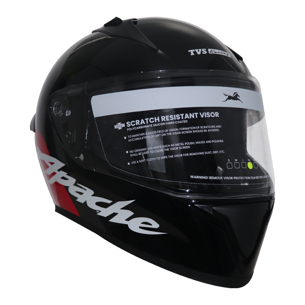 TVS Racing Apache Themed Full Face Helmet Red & White | Superior Ventilation & Maximum Protection