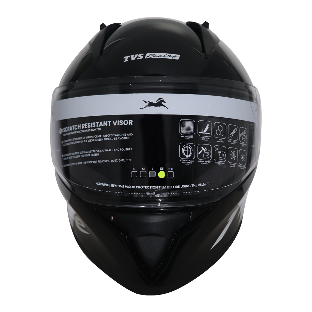 TVS Apache Full Face Helmet - Black with Yellow Strip | Premium Safety & Style