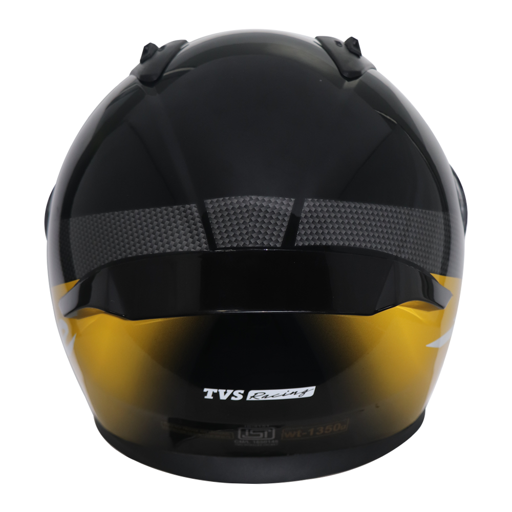 TVS Apache Full Face Helmet - Black with Yellow Strip | Premium Safety & Style