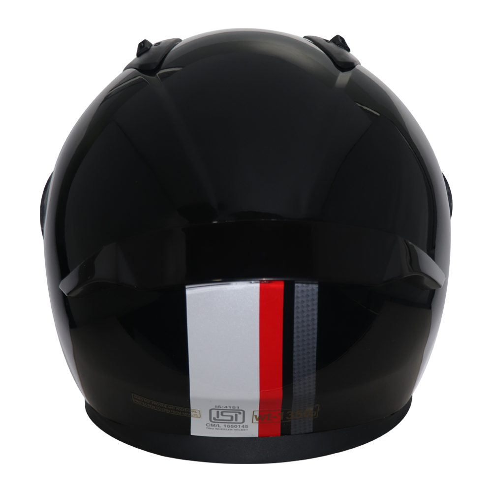 TVS Apache Full Face Helmet - Black, Red & White Strip | Premium Safety & Style