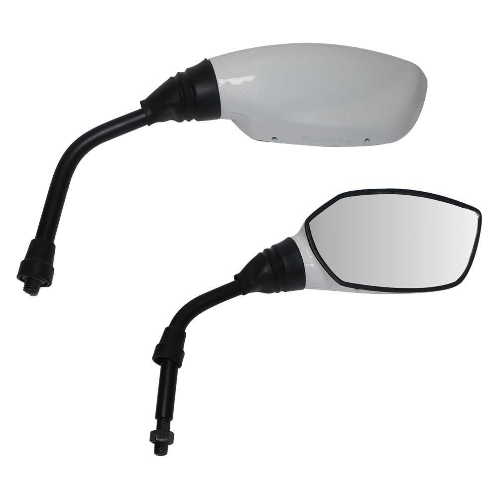 TVS Apache Mirror Set Pearly White - Durable & Adjustable for Safety