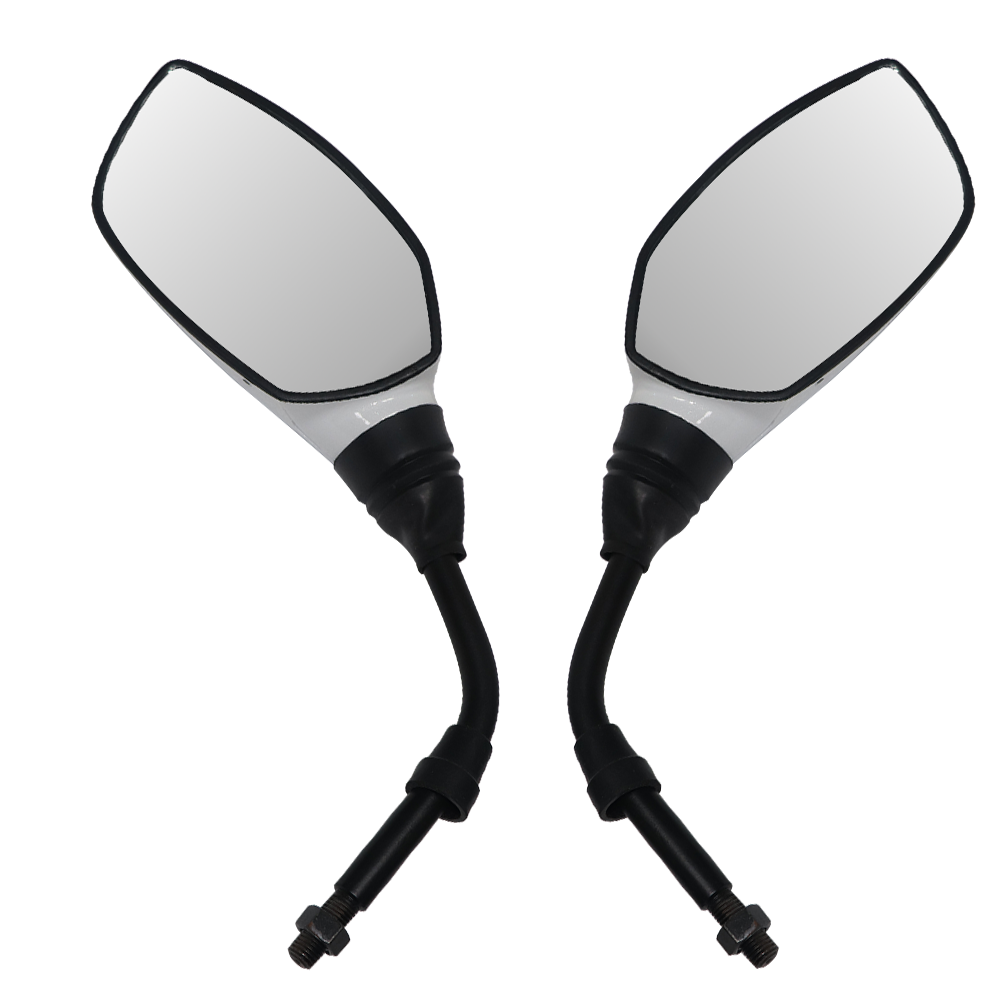 TVS Apache Mirror Set Pearly White - Durable & Adjustable for Safety