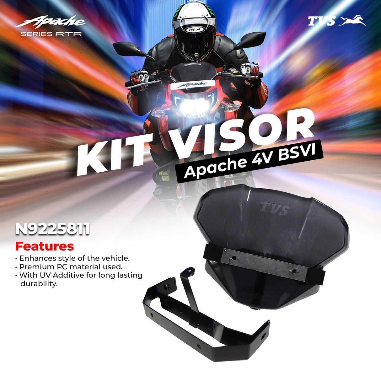 TVS Motorcycle Visor - Enhance Your Ride with Superior Protection & Style