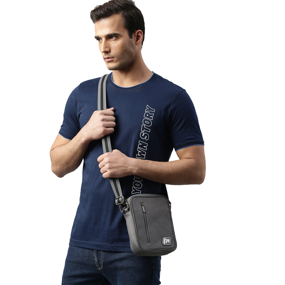 TVS Ronin Canvas Cross Bag - Grey, Durable & Stylish with Adjustable Strap