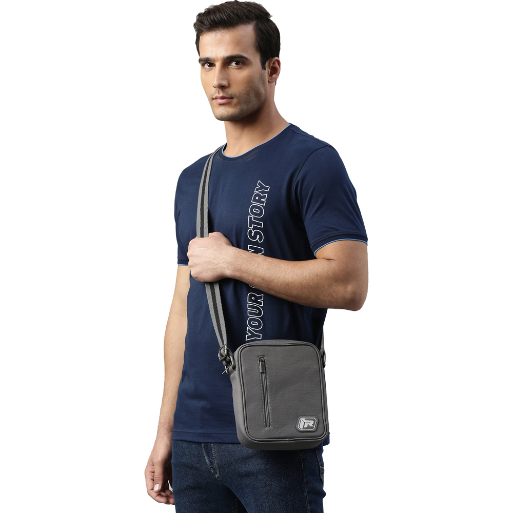 TVS Ronin Canvas Cross Bag - Grey, Durable & Stylish with Adjustable Strap