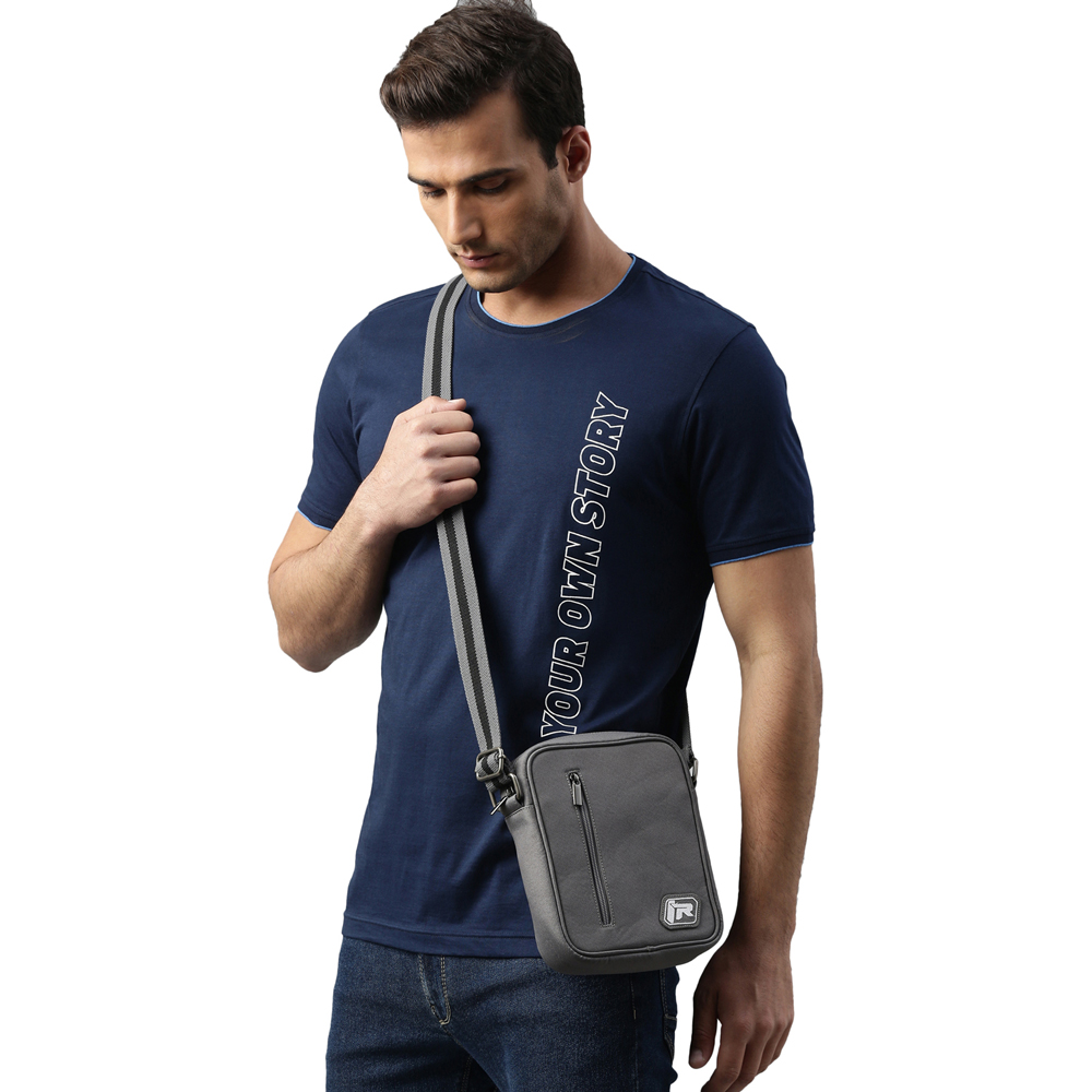 TVS Ronin Canvas Cross Bag - Grey, Durable & Stylish with Adjustable Strap