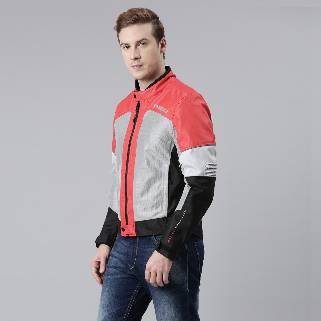 TVS Racing Road Zipper Riding Jacket for Men | 600D Polyester, CE Level 2 Armor Protection