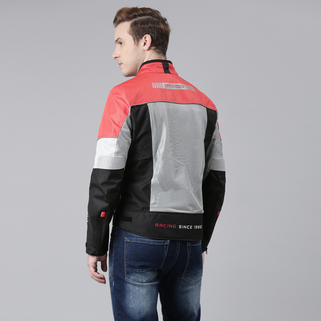 TVS Racing Road Zipper Riding Jacket for Men | 600D Polyester, CE Level 2 Armor Protection