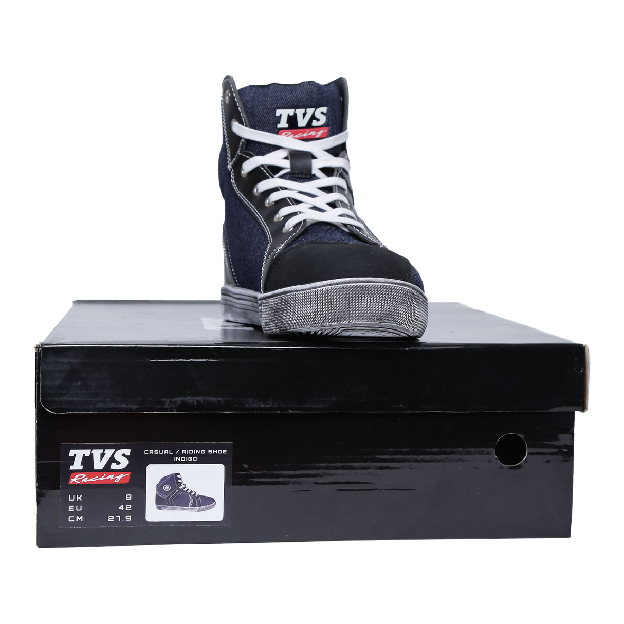 TVS Racing Casual Shoes - Stylish Indigo Denim Boots with Enhanced Protection
