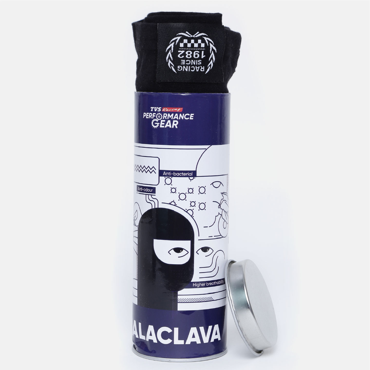 TVS Racing Balaclava - Black, Size L | Wind, Dust, Cold, and UV Protection | Anti-Microbial Fabric