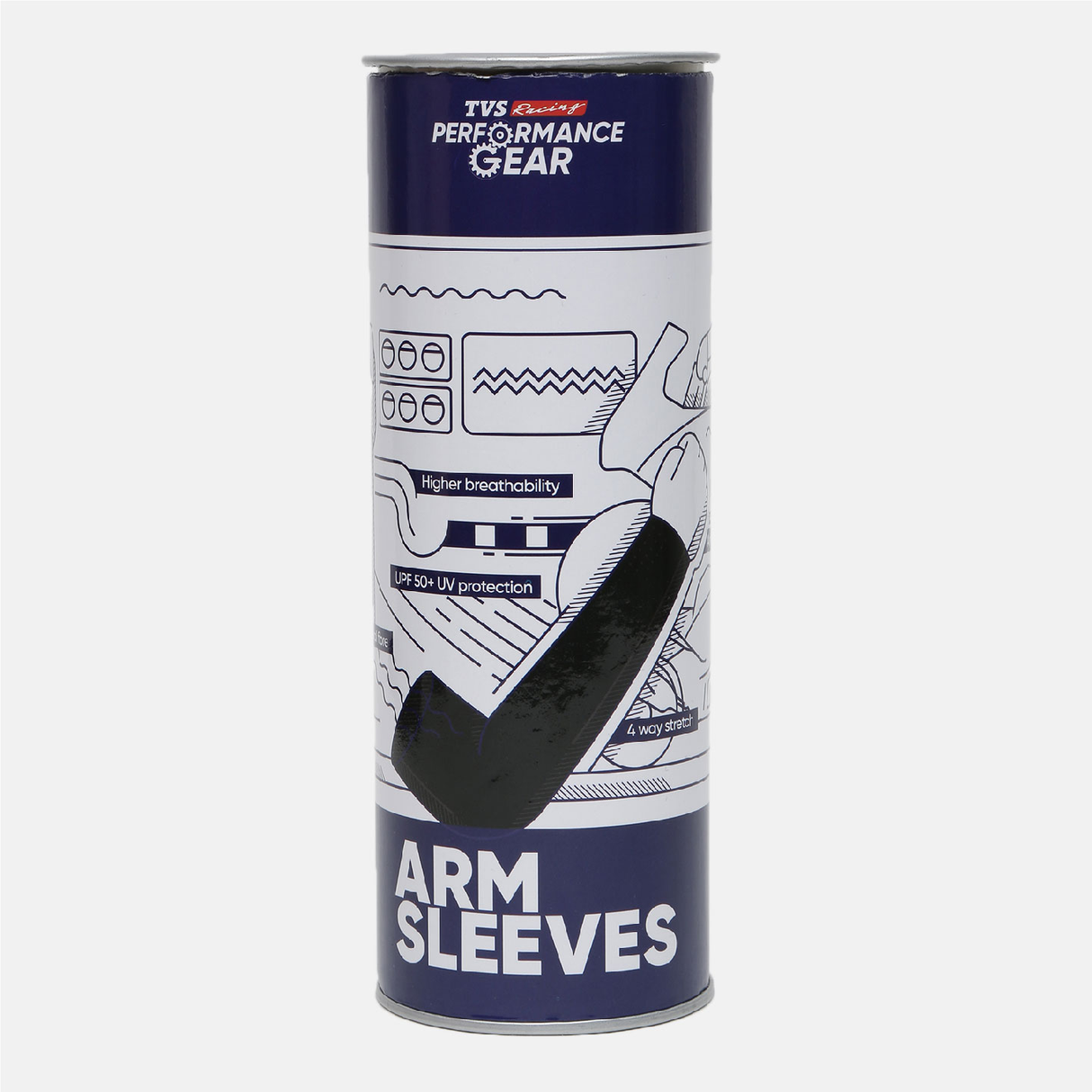 TVS Racing Arm Sleeves - Black | SPF 50+ Protection & Anti-Bacterial Finish