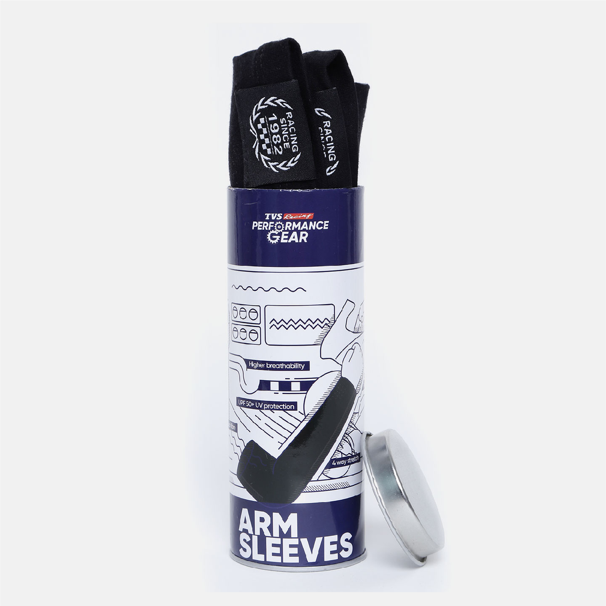 TVS Racing Arm Sleeves - Black | SPF 50+ Protection & Anti-Bacterial Finish