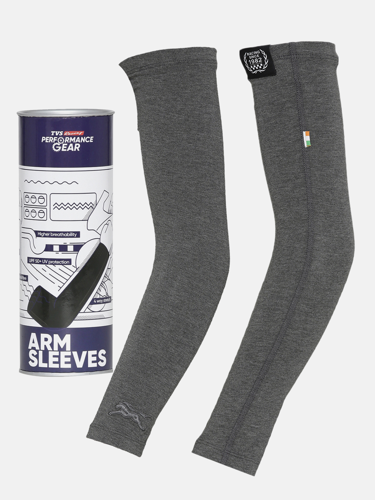 TVS Racing Arm Sleeves - Grey | SPF 50+ Protection & Anti-Bacterial Finish