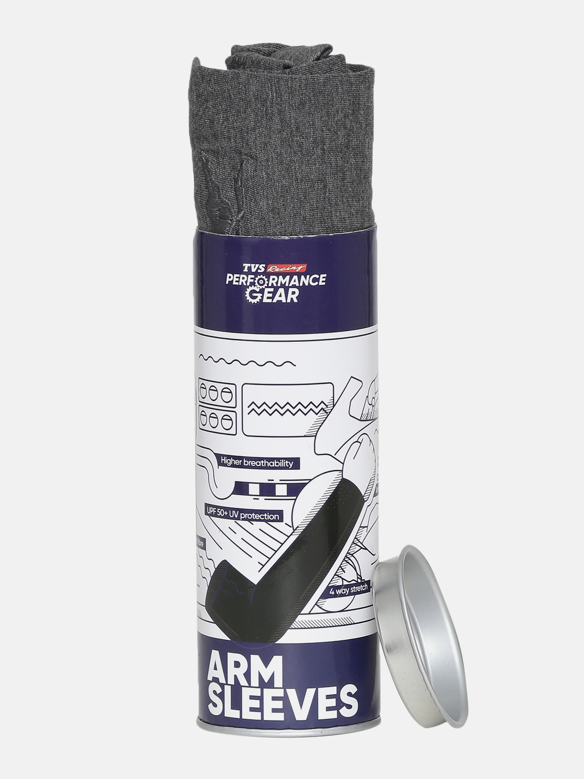 TVS Racing Arm Sleeves - Grey | SPF 50+ Protection & Anti-Bacterial Finish